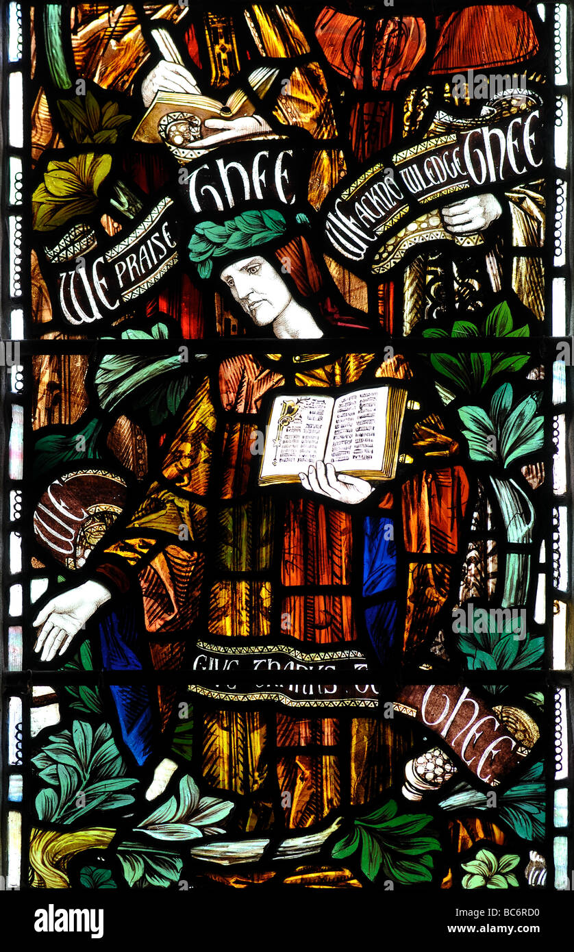 Stained glass of Dante, St. Mary and St. Bartholomew`s Church, Hampton-in-Arden, West Midlands, England, UK Stock Photo